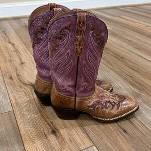 Ariat Cutout Purple Leather Boots Size 10